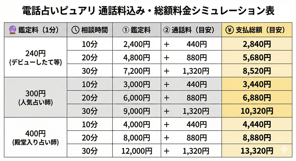 ピュアリの通話料はいくらですか？
