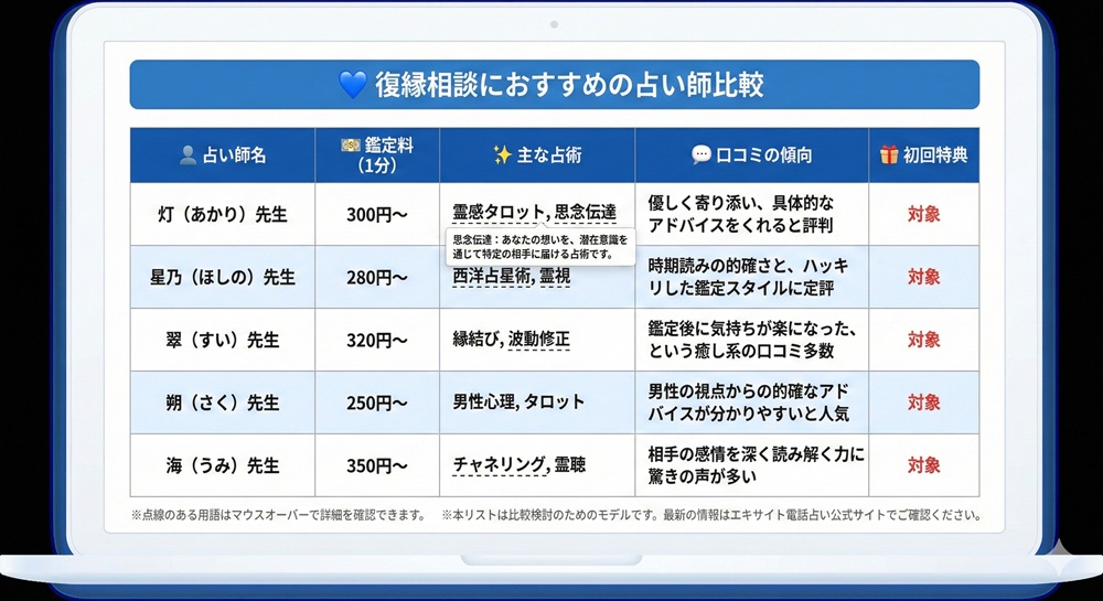 エキサイト電話占いで当たる先生は誰ですか？