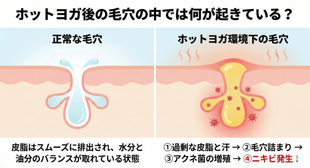 ホットヨガでニキビができるのはなぜ？