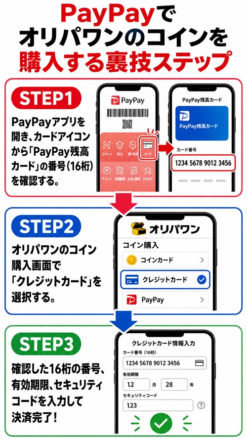 PayPay残高カードでオリパワンのコインを購入する手順