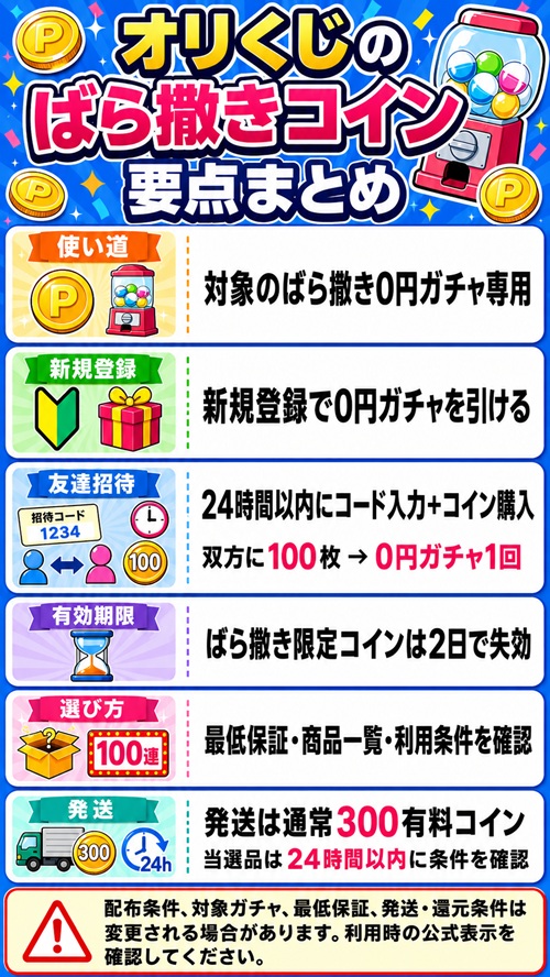 オリくじのばら撒きコインの重要ポイントまとめ