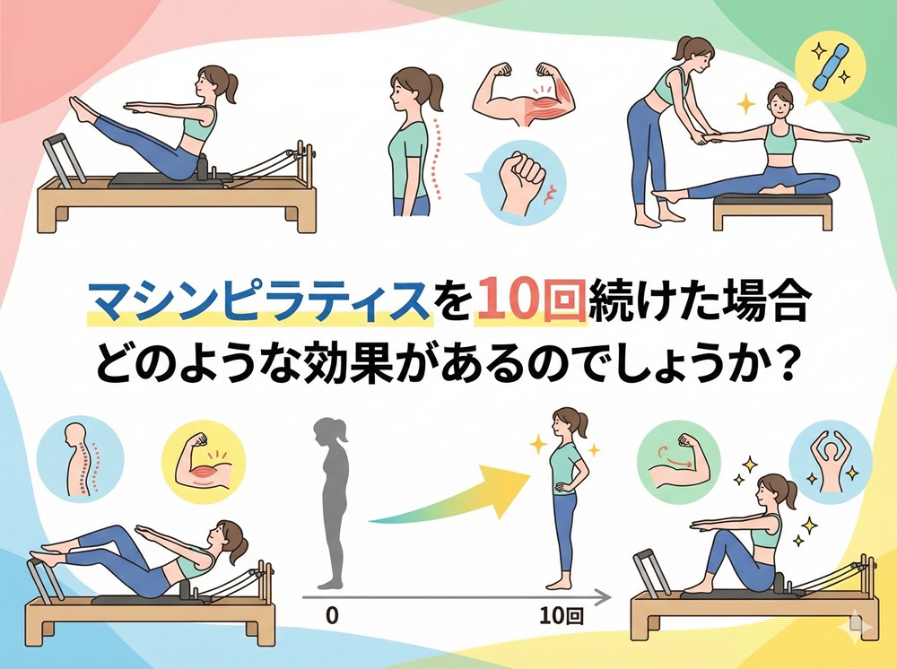 マシンピラティスを10回続けた場合、どのような効果があるのでしょうか？