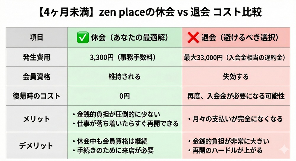 Zen Placeの休会費用はいくらですか?