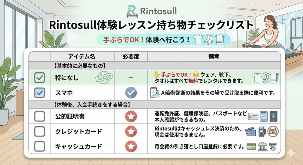 LAVAのリントスルのレッスンの持ち物は？